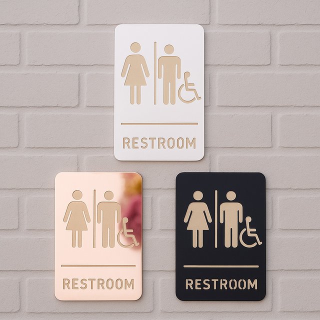 PannEau de toilettes en acrylique avec icônes homme, femme et fauteuil roulant, plaque de porte de salle de bain moderne, plusieurs couleurs disponibles