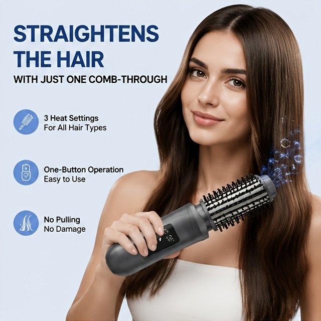 2 in 1 Wireless Hair Straightener Curler Brush Negative Ion Hair Curler No Damage to Hair Portable Styling Tool for Travel