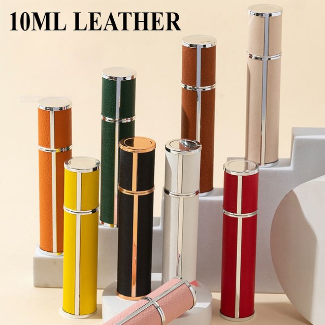 Bouteille de parfum en cuir de 10ml, atomiseur de parfum rechargeable pour flacon pulvérisateur de voyage avec récipient de parfum ultra fin, vente en gros