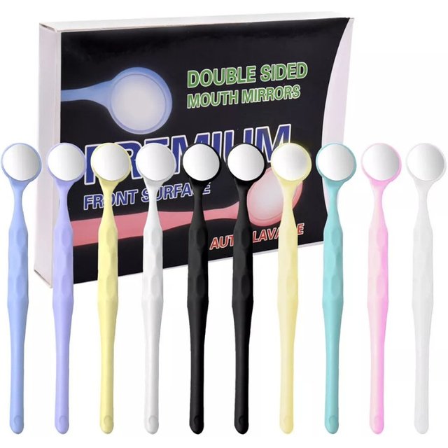 10pcs Dental Mouth Mirror Double Sided Mirror Oral Exam Reflector with Handle for Dentists Teeth Whitening Tools