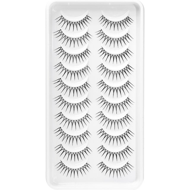 10 Pairs of U-Shaped Female Idol False Eyelashes with Distinct Strands, Ultra-Natural Idol Lashes with a Clear and Natural Makeup Look, Thick and Natural Style, Beginner-Friendly, Professional Makeup