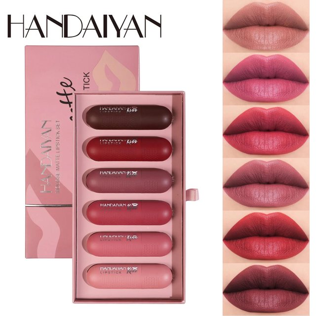 Matte Lipstick Set 6 Colors Velvet Texture Long Lasting Non Drying Lip Makeup Women Gift Box