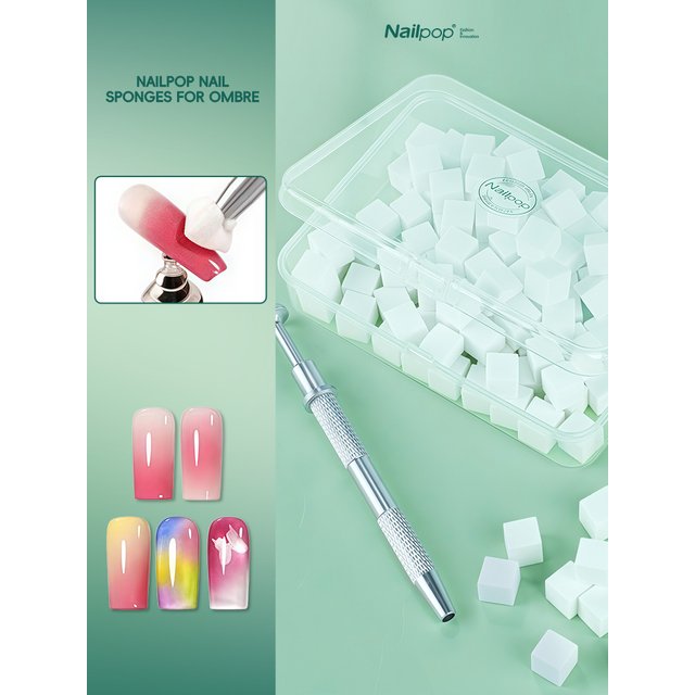 Nailpop Sponges for Omber DIY Nail Cleaning Manicure Tools Flexible Pickup Pen for Nail Polish Application and Creative Design