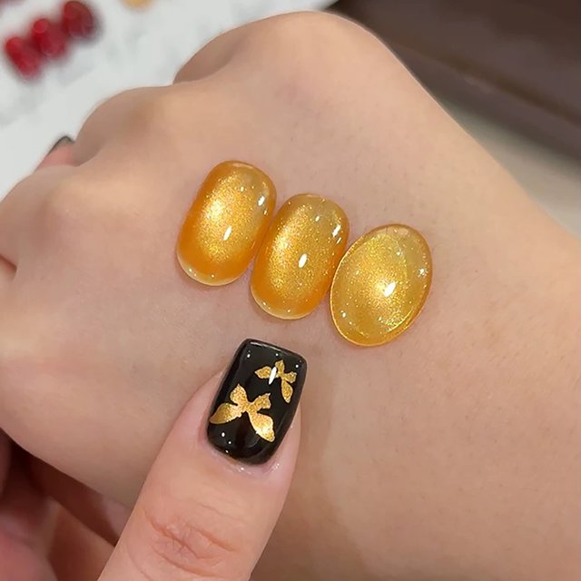 1-10pcs TC Shiny Whitening Gold Coin Series Cat Eye Gel Nail Polish Popular Red Cat Eye Yellow Glitter Nail Art Nail Supplies