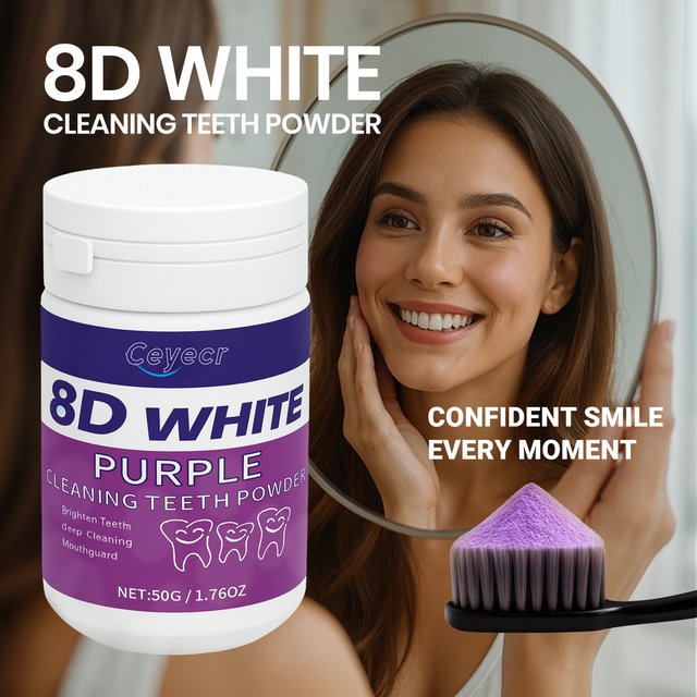 8D White Teeth Whitening Powder, 50g/1.76 Oz - Deep Cleaning & Tooth Cleaning Powder, Fresh Breath Toothpaste, Dental Care