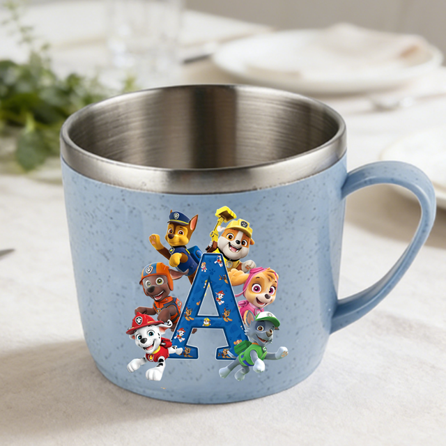 Paw Patrols Stainless Steel Water Bottle Boy Milk Mug Cartoon Letter Toothbrush Cups Home Tumbler Fashion Water Cup Kids Gift