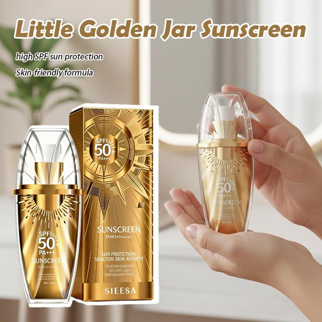 Little Golden Jar Sunscreen Facial Sun Block SPF50 UV Protection Non Greasy Summer Sun Creams Solar Beauty Blocker Face Cream