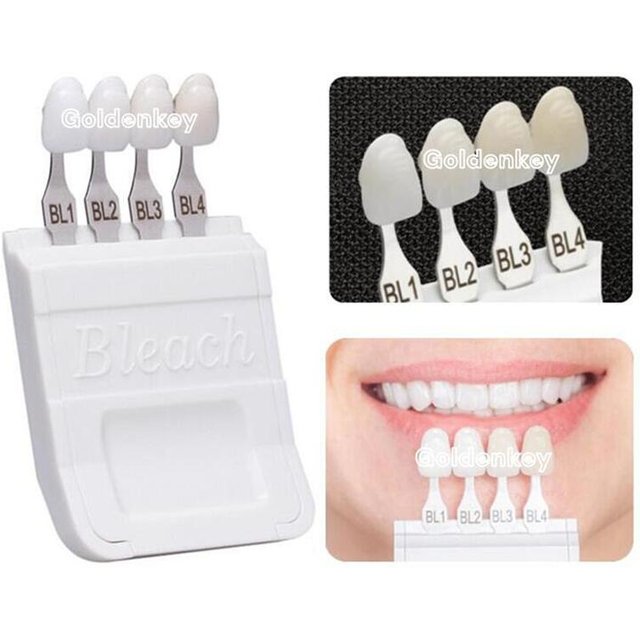 Dental 4 Bleach Shade Guide 4 Colors Bleached Chart BL1 BL2 BL3 BL4 Teeth Whitening Based Vita A-D Artificial Dentition Bleachin