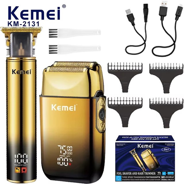 Kemei 2131 Combo Hair Trimmer Kit Electric Shaver for men Beard Trimmer Facial Trimer Rechargeable Bald Head Haircut Machine