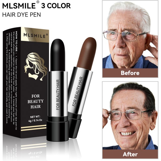MLSMILE Lipstick Hair Dye Kit 3 Color, One-Time White Hair Coverage, Waterproof 2025 New