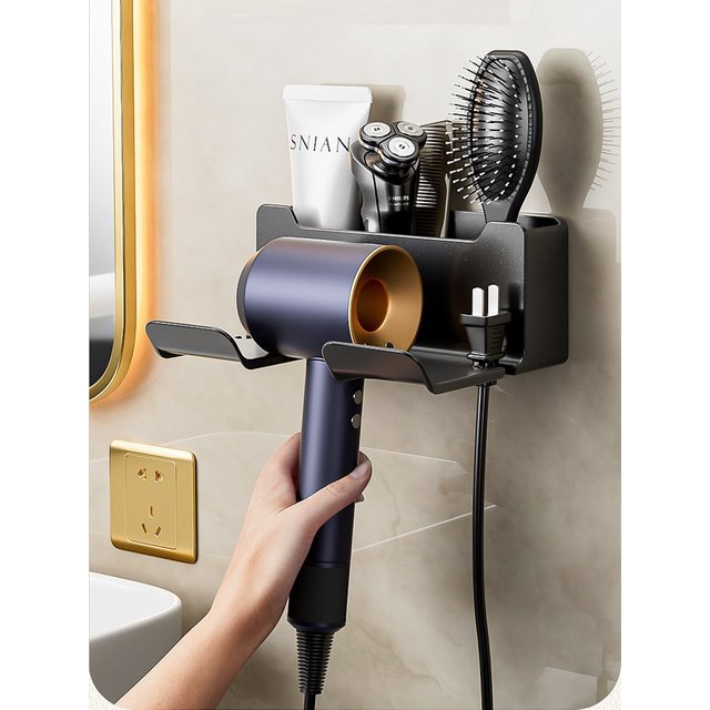 1 Pcs Hair Dryer Holder Wall Dryer Cradle Straightener Stand Hairdryer Organizer Box Plastic Hair Dryer Stand Bathroom Organizer