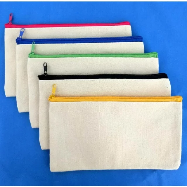 10pcs Canvas Zipper Bags DIY Painting Craft Pencil Case Stationery Supplies Pen Bag Cosmetic Pouch