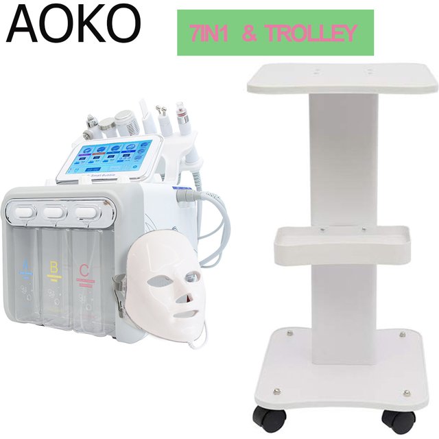 AOKO 6/7 In1 H2-O2 Hydro Dermabrasion Microdermabrasion Bio-lifting Spa Facial Ance Pore Cleaner Facial Bubble Machine