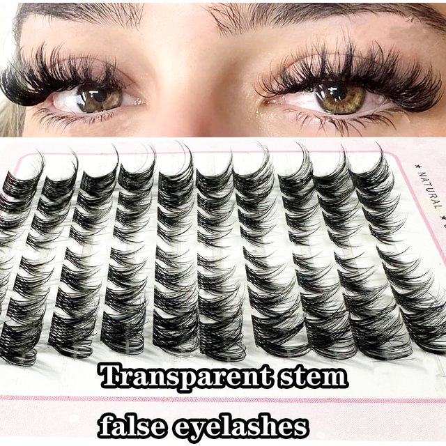 Transparent Stem False Eyelashes 3D Fluffy Single Cluster Eyelash Extension Segmented Natural Mink Fox Eye Effect Makeup Lashes