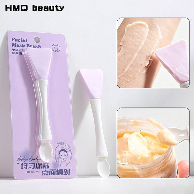 2 in 1 Silicone Facial Mask Brush Dual End Spatula Scoop Reusable Mud Mask Applicator Skincare Beauty Tool Easy Clean Face Masks