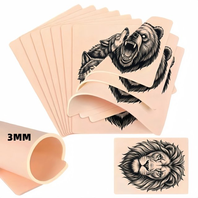 3MM Thick Tattoo Practice Skin Blank Double Sides Big Size Tattoo Practice Fake Skin for Permanent Makeup