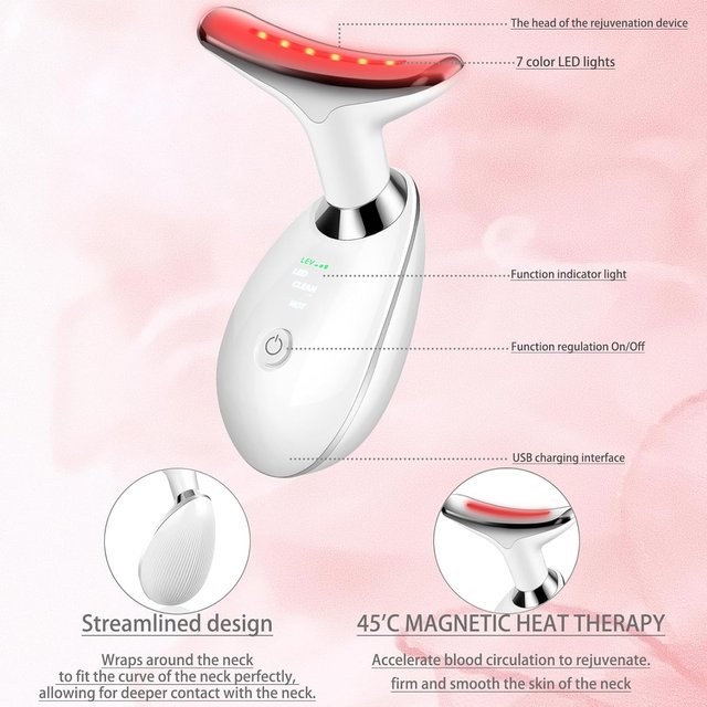 Face Massager 3 Color Facial Massage Anti-Aging Facial Neck Eye Device 7Mode with 45°C Heat Face Toning Device Skin Care Tools f