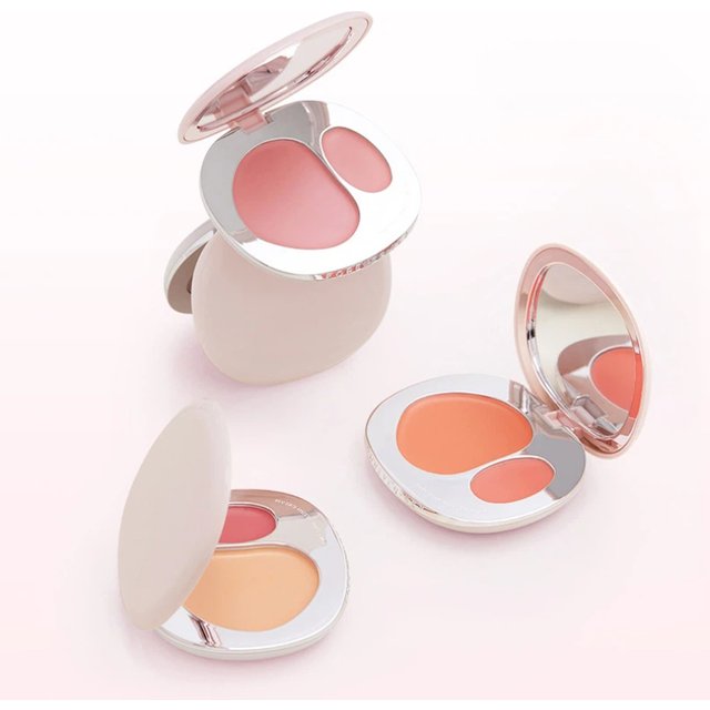 Foreverkey Double Color Blush Plate Water Light Blusher Highlight Cream Long Lasting Natural Brighten Peach Pink Rouge Makeup