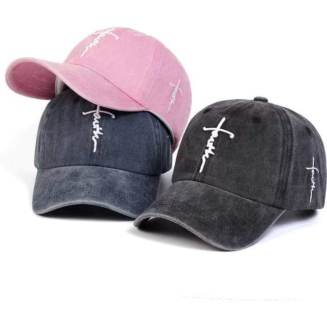 Unisex Letter Cross Embroidery Wash Baseball Caps Spring and Autumn Outdoor Adjustable Casual Hats Sunscreen Hat Sports Cap