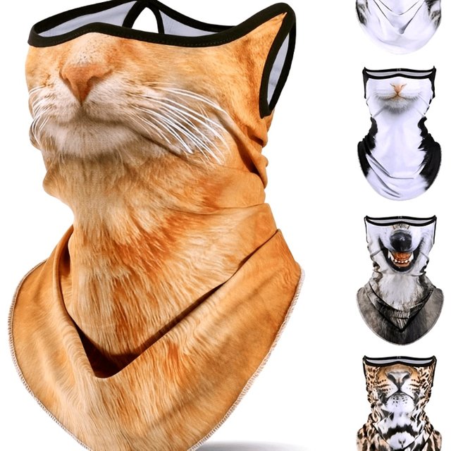 Quick-Dry 3D Cat Pattern Sun Protection Face & Neck Cover Breathable Ideal for Outdoor Sports & Cycling,Sunscreen, Full Face