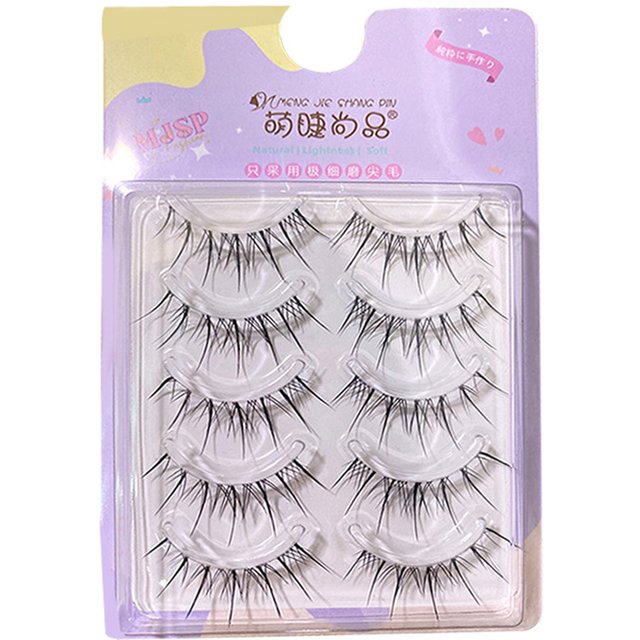 5 Pairs Sunflower False Eyelashes Transparent Stem Natural Manga Lashes Anime Wispy Eyelashes Extension Makeup