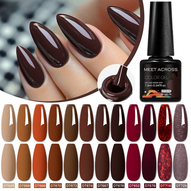 Coffee Brown Gel Nail Polish Long-Lasting French Style Gel Polish Nail Supplies For Manicure Design Soak Off Nail Art Varnish
