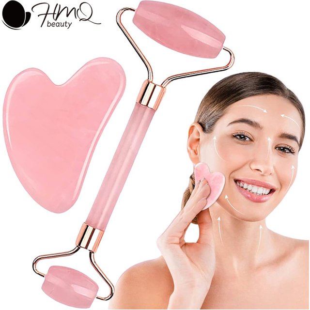 2Pcs Roller for Face Neck Eye Facial Massage Kit Ice Face Roller Gua Sha Board Portable Facial Massage Roller Lifting Contouring