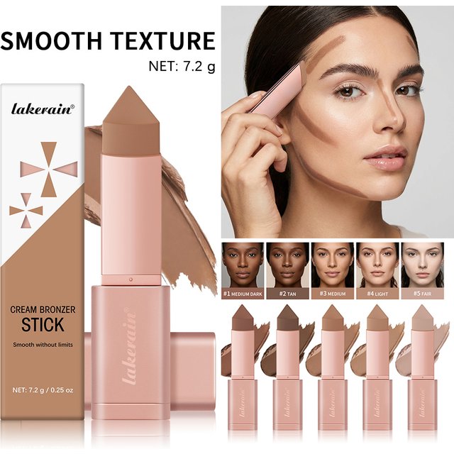 Cream Bronzer Stick and Contour Stick Bronzing Contouring Instant Highlights Dark Circles Face Contour Facial Foundation Makeup