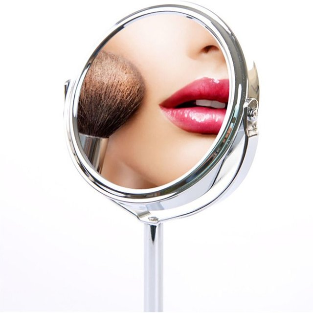 New Iron-carbon Alloy Makeup Mirror Glass Silver Double Cosmetic Mirror Oval Mirror