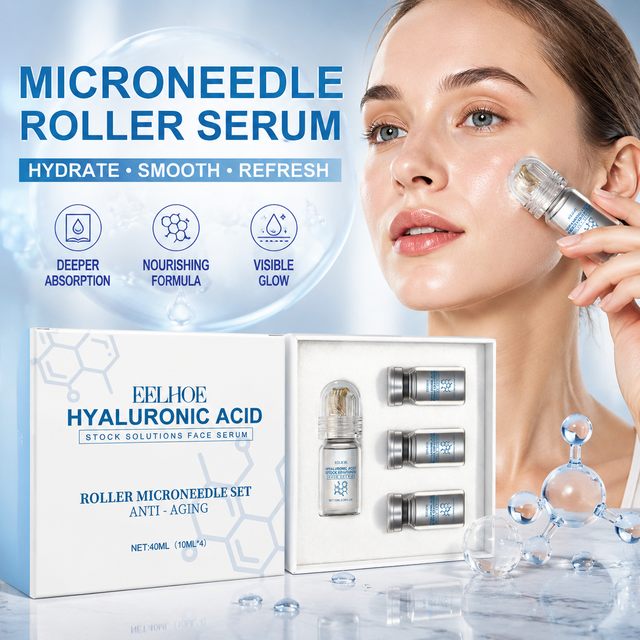 Niacinamide Microneedle Roller Serum Facial Serum Kit 0.25mm Hydrating Moisturizing Portable Beauty Tool Skin Care Gift Set 30ml