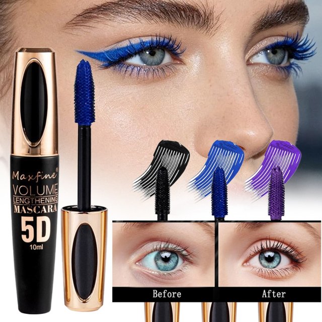 5 Colored Mascara Waterproof Non-smudge Eyelashes Lengthening Fine Curls Extension Make-Up Eyelashes Blue Brown 5D Mascara