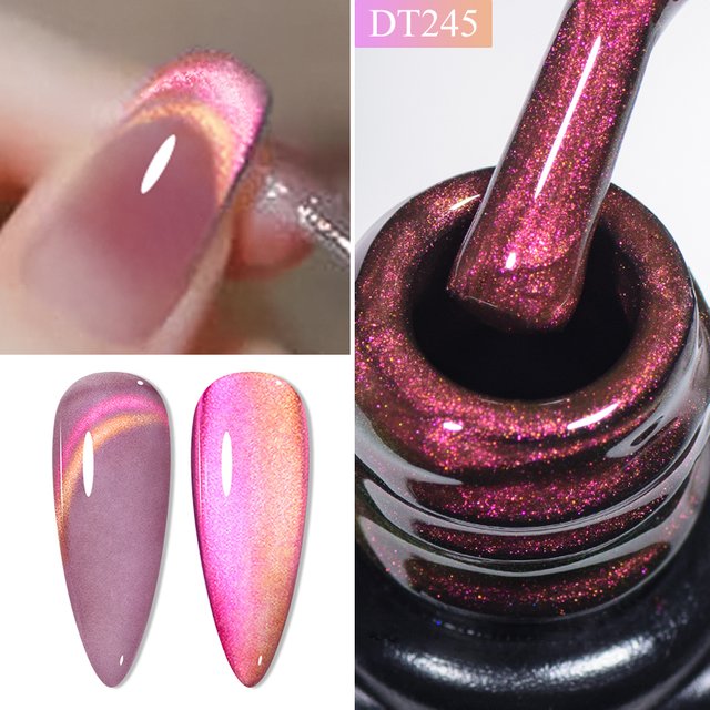 MEET ACROSS 7ml Nude Glass Magnetic Gel Nail Polish Glitter Crystal Jelly Rainbow Cat Magnetic UV Gel Semi Permanent Varnish