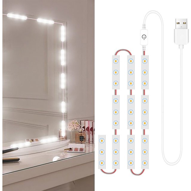 LED Makeup Mirror Lights 6/18/30/42 LEDs Dimmable Touch Control Vanity Bathroom Dresser Mirror Light with USB Cable Strip Lights