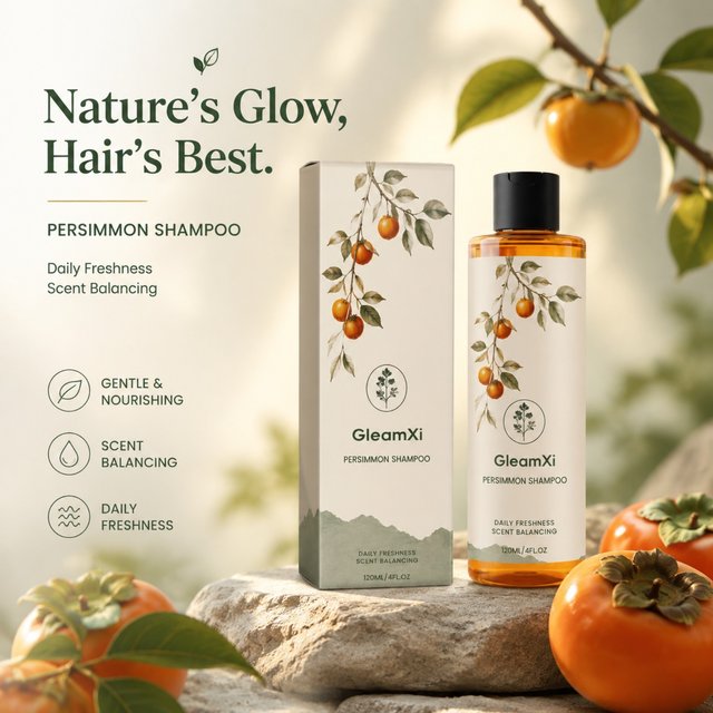 Persimmon Shampoo Gentle Scalp Hair Cleansing Refreshing Scent Balancing Shampoo for Daily Home & Travel Hair Care