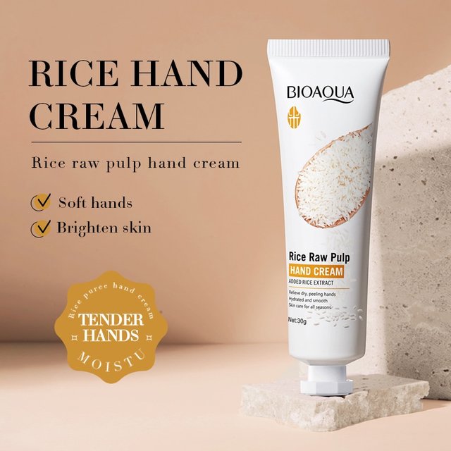 BIOAOUA Rice Raw Pulp Hand Cream Moisturizing Brighten Anti-cracking 30g