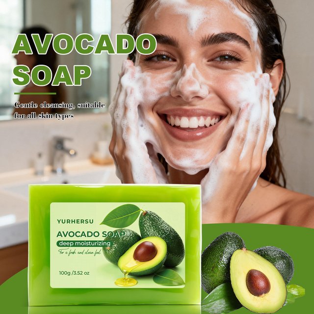 Organic Avocado Extract Soap Hydrating Soothe Repair Rough Skin Brighten Smooth Glowing Face Body Wash