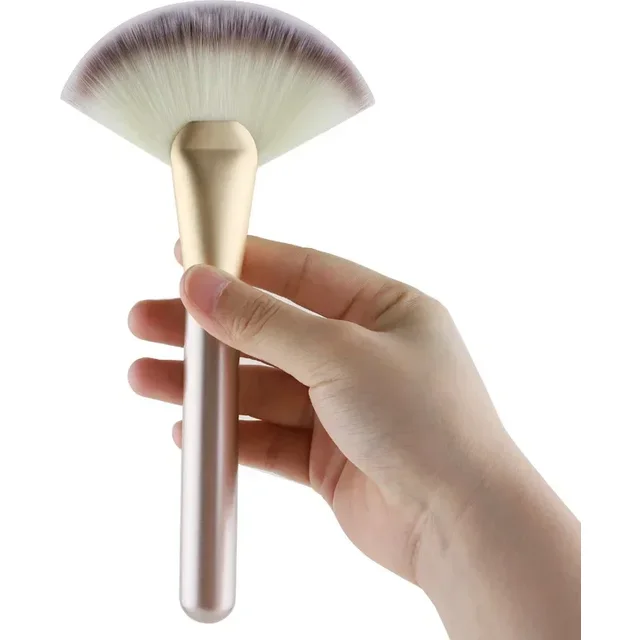 Grand pinceau de maquillage plat en forme d'éventail pour Blush, poudre libre, brosse pour le