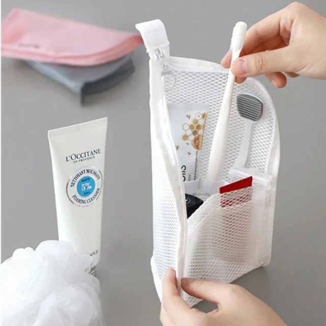 Women EVA Mesh Cosmetic Bag Portable Travel Makeup Organizer Waterproof Toiletry Bag Storage Pouch for Ladies