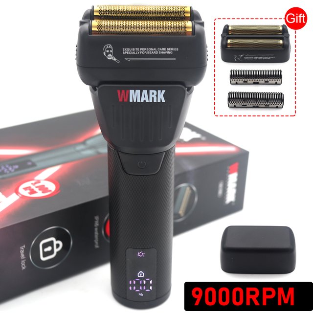 WMARK New Stainless Steel Etched Titanium Plated Two-Blade Mesh Razor Electric Men's Hair Clipper Razor NG-7982