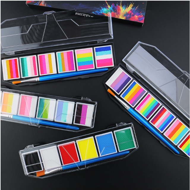 Water-Based Face Body Paint or Kids & Adults with Brush,Water Soluble Human Body Color Painting Pigments Face Color Stage Makeup