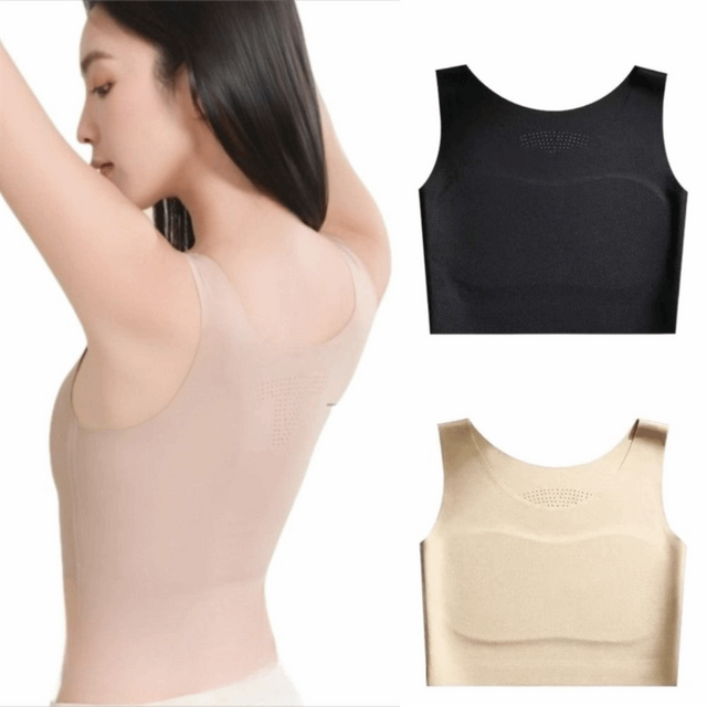 S/M/L/XL/XXL Chest Binding Underwear Ice Silk Material U Neck Design Liquid Foundation Bra Backless Style Soft Steel Ring