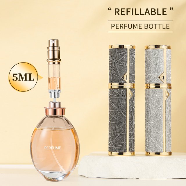 Atomiseur de parfum en cuir de 5ml, conteneurs de cosmétiques liquides portables, Mini bouteilles rechargeables de parfum de voyage, Spray vide