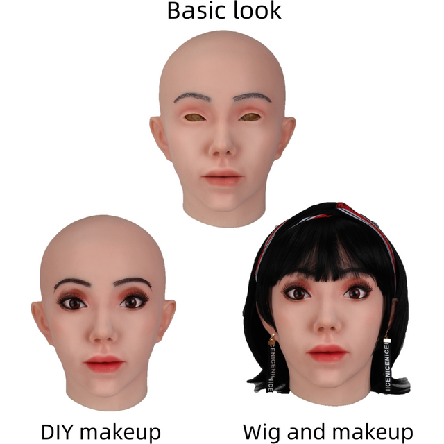 Couvre-chef masque en silicone ultra réaliste pour hommes pour transformer en femmes adapté aux jeux de rôle, aux bals de mascarade et aux cross-d