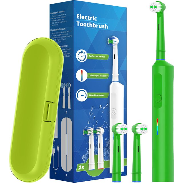 Rotation Cleaning Electric Toothbrush -3 Modes & Smart Timer, USB Charging & Brush Heads, Compatible with Oral B Toothbrush Head