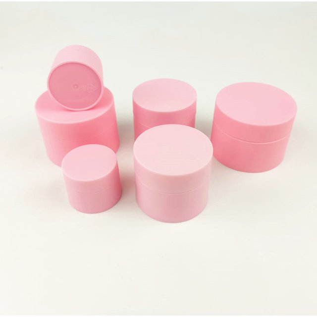 30Pcs 5g/10g/15g/20g/30g/50g Plastic Pink Jars Frosted Cosmetic Cream Jars Empty Double Wall Loose Powder Pot with Screw Lid
