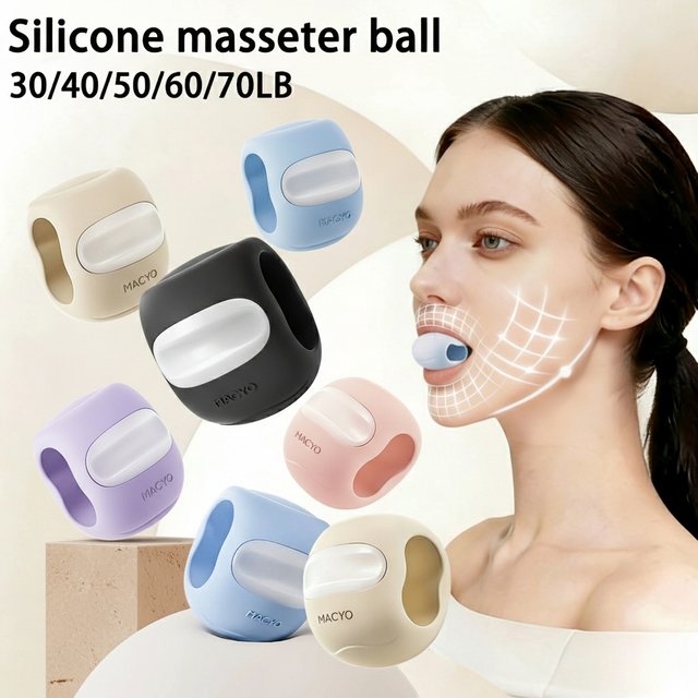 1 pièce Entraîneur de mâchoire en silicone 30-70LB, Balle de massage pour les muscles masseter, Exerciceur musculaire facial, Façonneur de ligne de mâchoire, Réducteur de double menton, Tonifiant