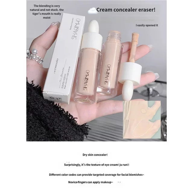 SHAQINUO Concealer Pen Cream Silk Soft - Flawless Coverage Acne Scars Dark Spots Circles Brightening Long-Lasting Makeup CO:02