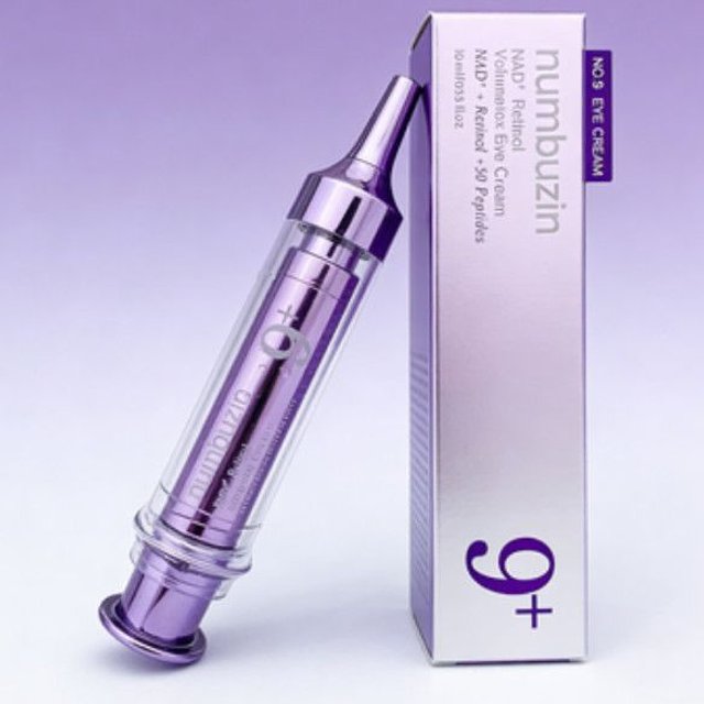 Numbuzin NO.9 Retinol Lift & Firm Augencreme Koreanische Original-Hautpflege Lila Nadel-Tube NAD+ Peptid Verbessert Mattigkeit Augencreme