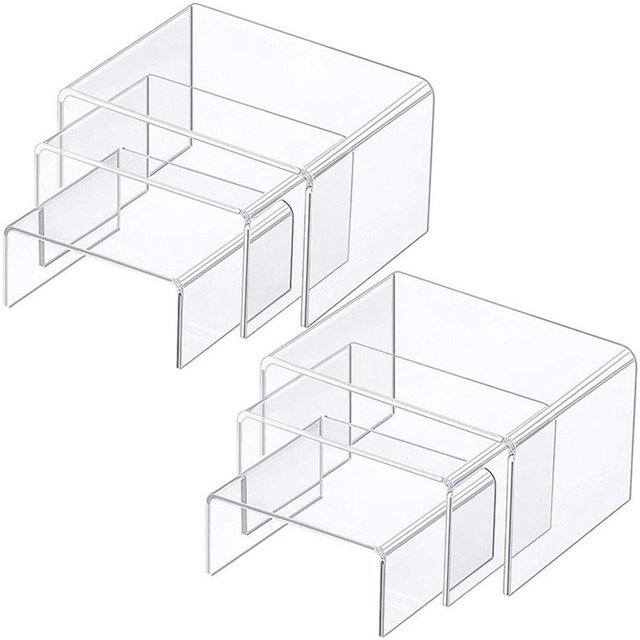 3Pc Clear Acrylic Display Stand Cosmetic Bag Jewelry Cup Holder for Home Shop statue Model Pottery Display Riser