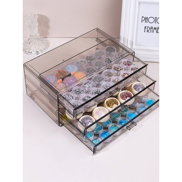 Nail Polish Adhesive Storage Box Jewelry Storage Box Divided Box Transparent Large Capacity Nail Salon Desktop Storage Box